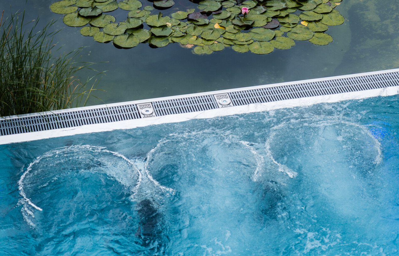 natural swimming pond and whirlpool